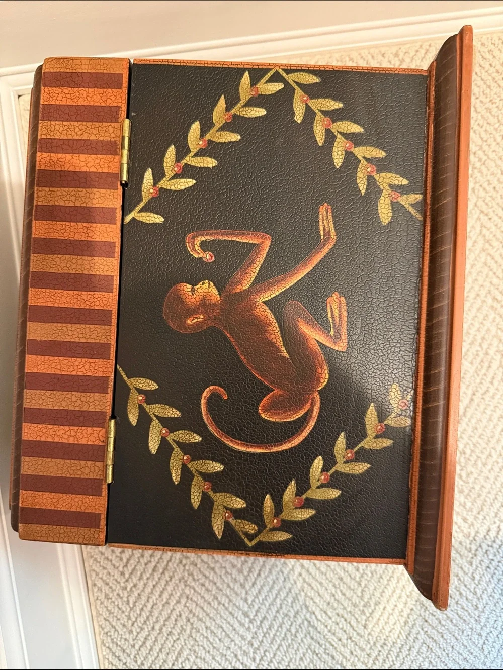 Painted Monkey Accent Box - Black and Brown